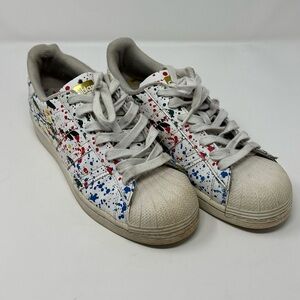 adidas Superstar Splashes, Splatter and Drips Size 7 Mens White Sneakers FX553
